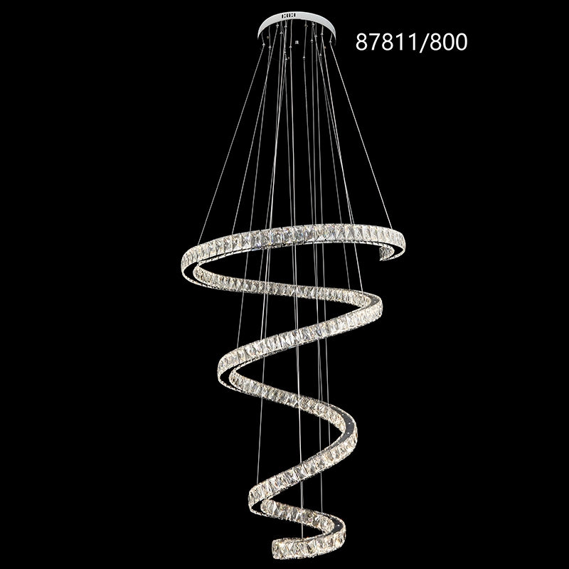 Πολυέλαιος LED με Τηλεχειριστήριο TWIST, 272W, Διάμετρος 80 cm, Ύψος 150 cm, Κρύο/Ουδέτερο/Θερμό φως, Ρυθμιζόμενο, Χρώμιο, Κρύσταλλο, Πολυέλαιοι LED από χάλυβα με Τηλεχειριστήριο Προεπιλεγμένος τίτλος Alessandro Design
