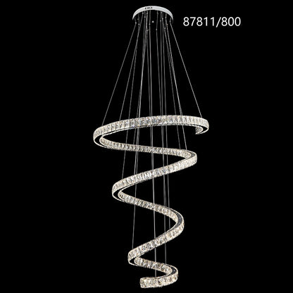 Πολυέλαιος LED με Τηλεχειριστήριο TWIST, 272W, Διάμετρος 80 cm, Ύψος 150 cm, Κρύο/Ουδέτερο/Θερμό φως, Ρυθμιζόμενο, Χρώμιο, Κρύσταλλο, Πολυέλαιοι LED από χάλυβα με Τηλεχειριστήριο Προεπιλεγμένος τίτλος Alessandro Design