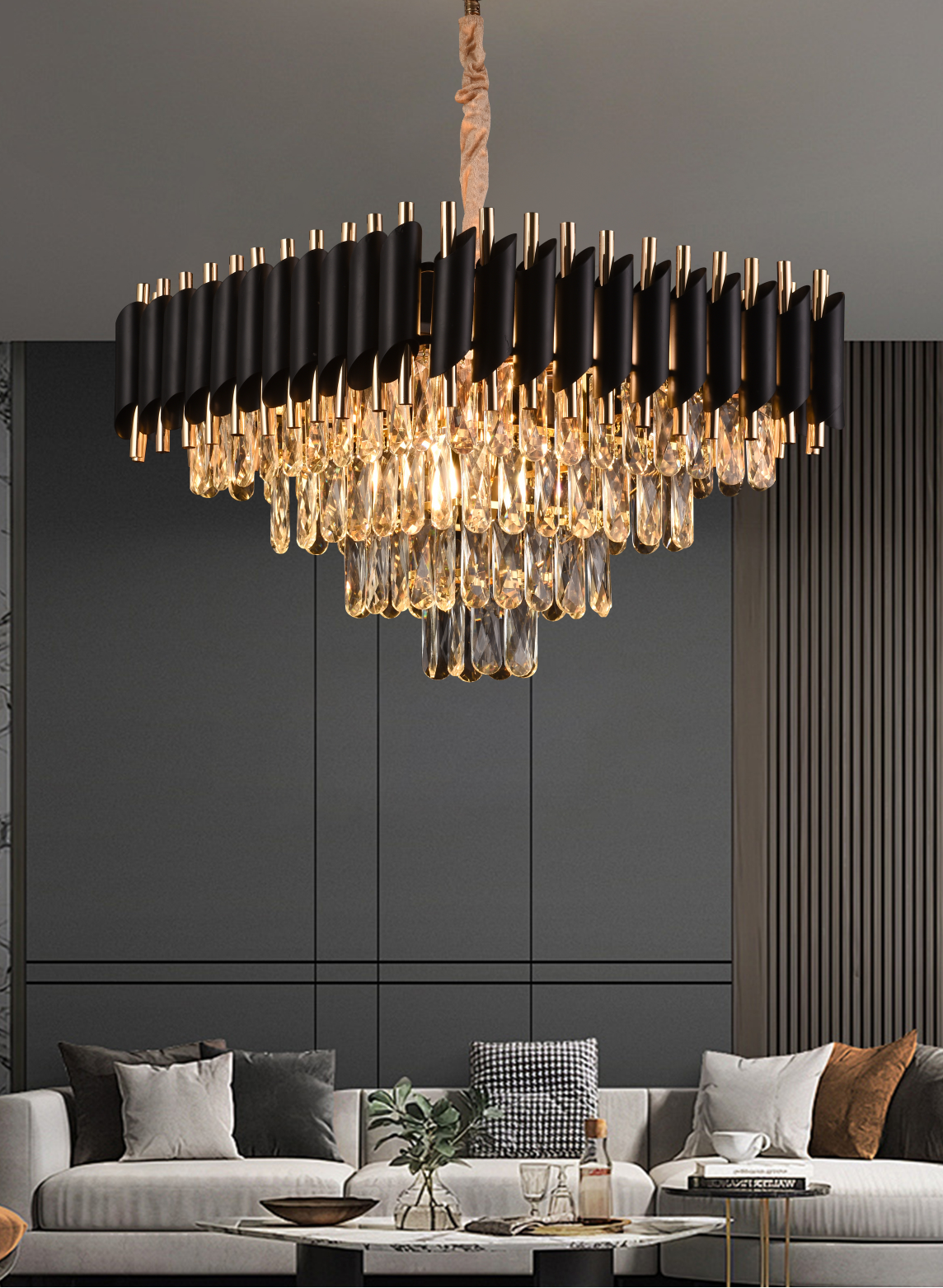 Crystal Candelabra VERSAILLES Nobile 5xE14, Διάμετρος 38cm, Ύψος 35cm Ρυθμιζόμενο, Χρυσό, Μαύρο, Μέταλλο, Crystal Crystal Candelabra Προεπιλεγμένος τίτλος Alessandro Design