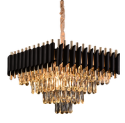 Crystal Candelabra VERSAILLES Nobile 5xE14, Διάμετρος 38cm, Ύψος 35cm Ρυθμιζόμενο, Χρυσό, Μαύρο, Μέταλλο, Crystal Crystal Candelabra Προεπιλεγμένος τίτλος Alessandro Design