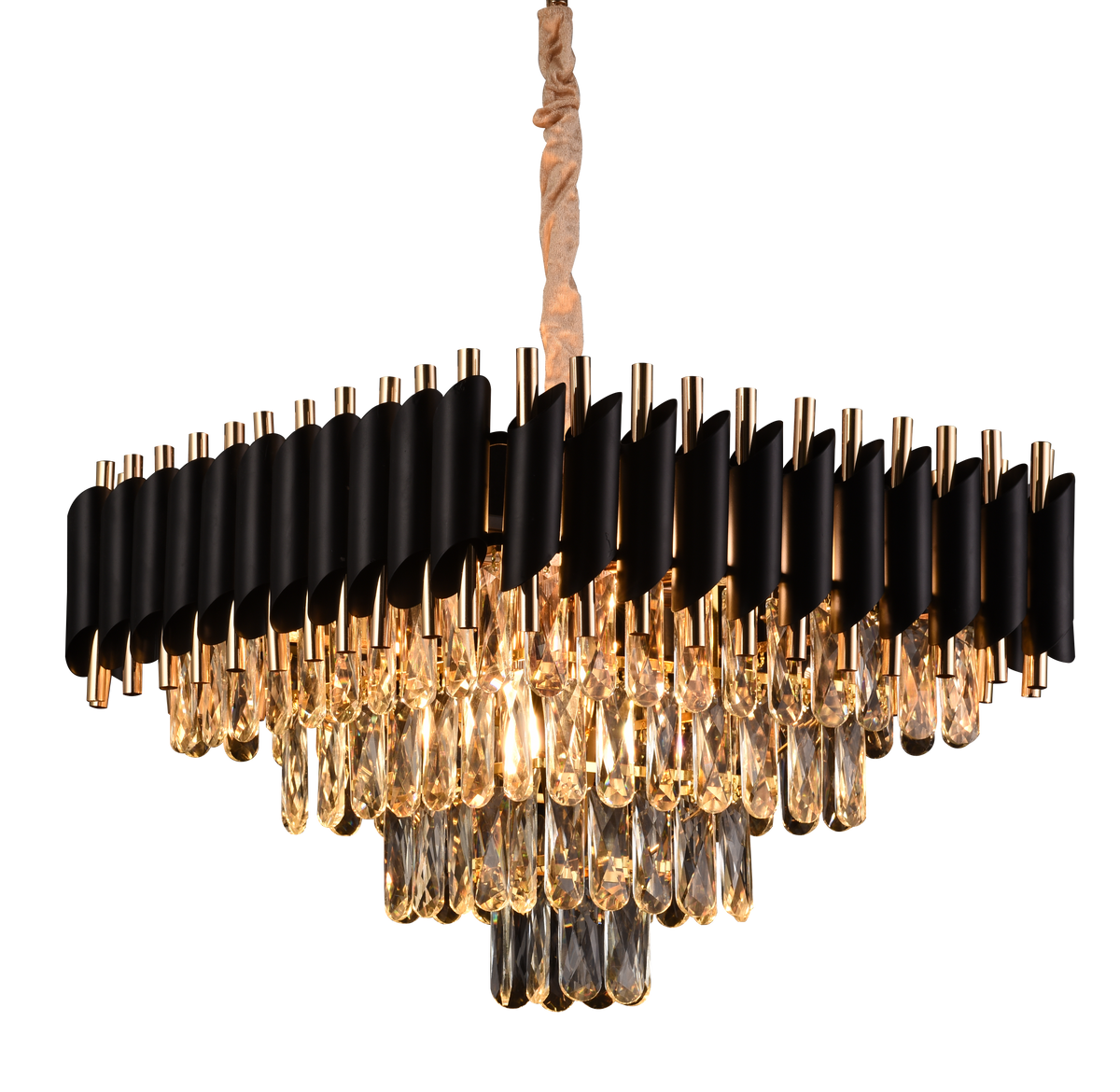 Crystal Candelabra VERSAILLES Nobile 5xE14, Διάμετρος 38cm, Ύψος 35cm Ρυθμιζόμενο, Χρυσό, Μαύρο, Μέταλλο, Crystal Crystal Candelabra Προεπιλεγμένος τίτλος Alessandro Design