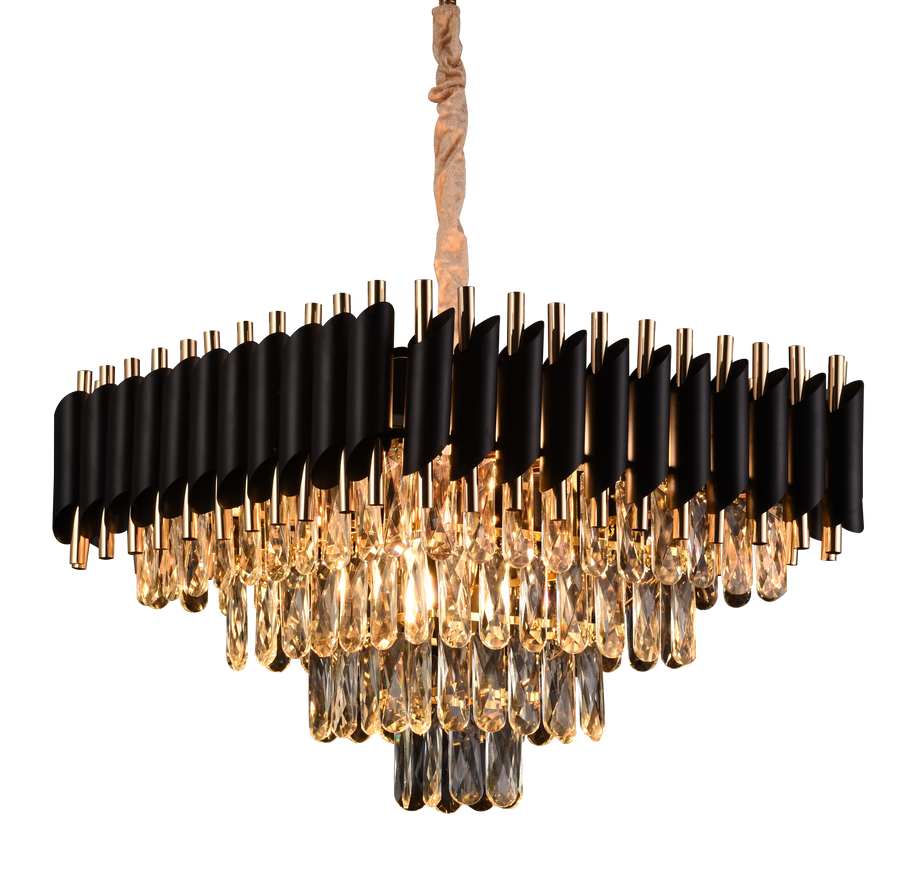 Crystal Candelabra VERSAILLES Nobile 5xE14, Διάμετρος 38cm, Ύψος 35cm Ρυθμιζόμενο, Χρυσό, Μαύρο, Μέταλλο, Crystal Crystal Candelabra Προεπιλεγμένος τίτλος Alessandro Design
