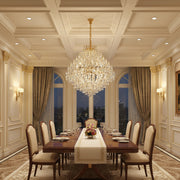 KONIG Supremo Crystal Chandelier, 24xE14, D100 cm, Χρυσό, Ρυθμιζόμενο ύψος, Μέταλλο και Κρύσταλλο