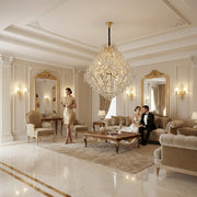 KONIG Supremo Crystal Chandelier, 24xE14, D100 cm, Χρυσό, Ρυθμιζόμενο ύψος, Μέταλλο και Κρύσταλλο