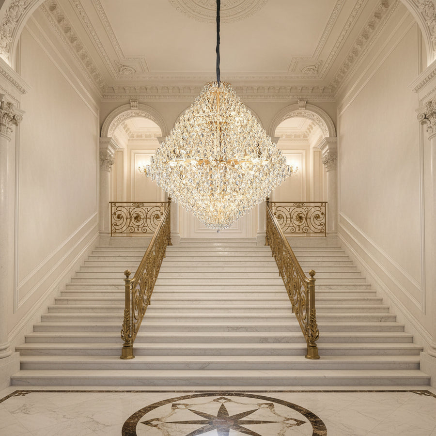 Πολυέλαιος KONIG Grande Supremo Crystal, 54xE14, D150 cm, Χρυσός, Ρυθμιζόμενο ύψος, Μέταλλο και Κρύσταλλο