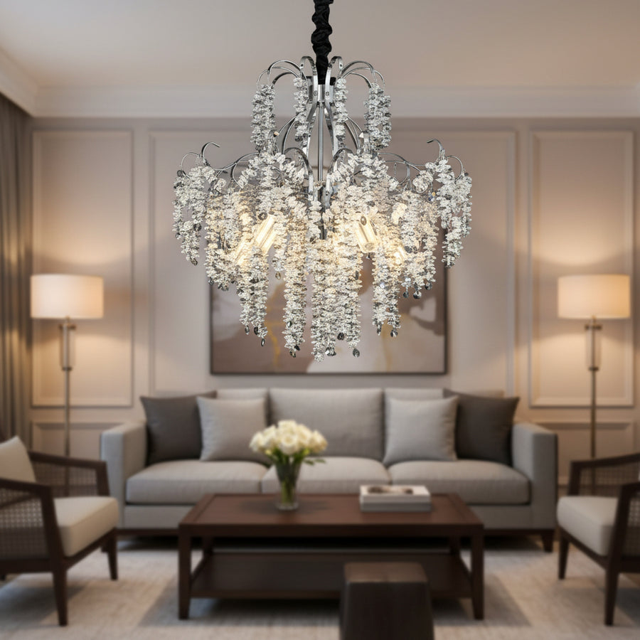 Crystal Chandelier PUBU Elegance, 5x E14, Διάμετρος 50cm, Χρώμιο