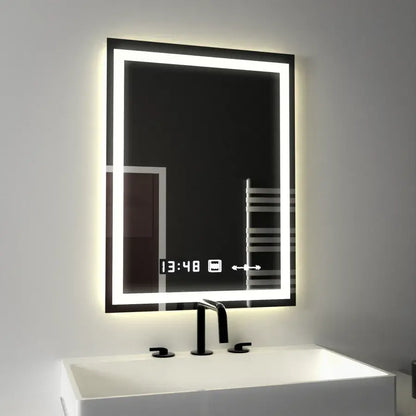 Ορθογώνιος καθρέφτης LED, 45x60 cm, Verite MotionGlow Marcello, Σύστημα αποθαμβώματος, Ρολόι & Θερμόμετρο, Dimable Marcello Mirrors Προεπιλεγμένος τίτλος Alessandro Design