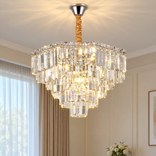 Πολυέλαιος ADAMA Magno Crystal, 10x E14, Διάμετρος 60cm, Γυαλιστερό χρώμιο, Ρυθμιζόμενο ύψος