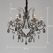Πολυέλαιος Crystal BARO Regalis, Φ80cm, 8xE14, Ρυθμιζόμενο ύψος, Μεταλλικός και Κρύσταλλος, Μαύρος