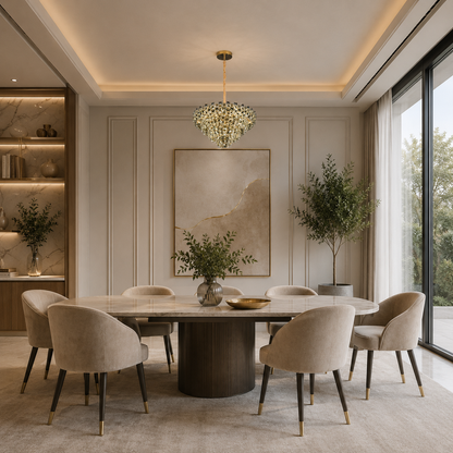 Πολυέλαιος HERT Magno Crystal, 70W, 6xE14, Κρύο/Ζεστό/Ουδέτερο φως, Ρυθμιζόμενο ύψος, Μέταλλο και Κρύσταλλο, Χρυσό