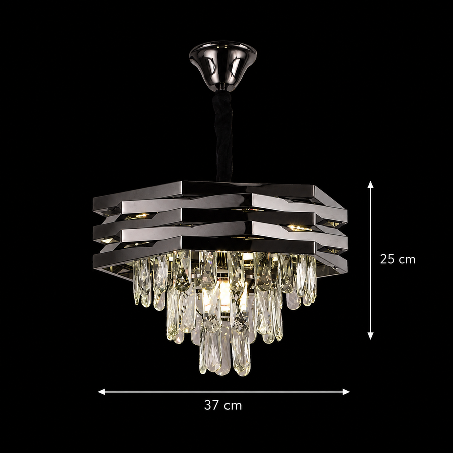 Πολυέλαιος HEXA Crystal Ø37cm 5xE14 Μαύρος