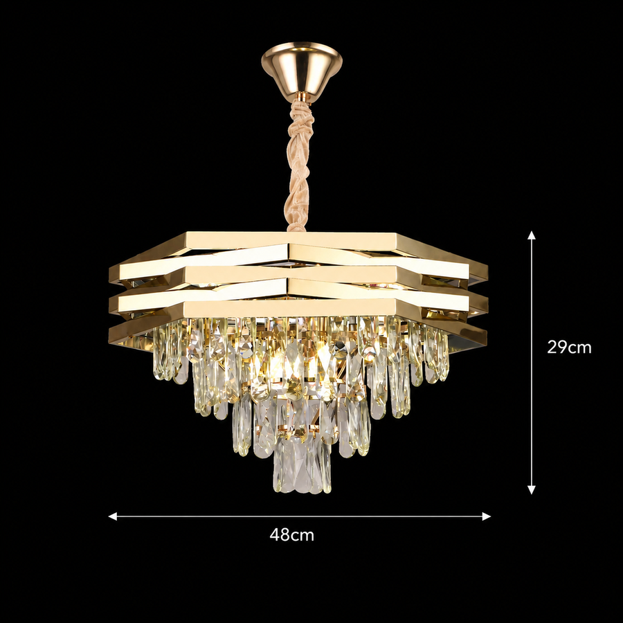 Πολυέλαιος HEXA Crystal Ø48cm 8xE14 Gold