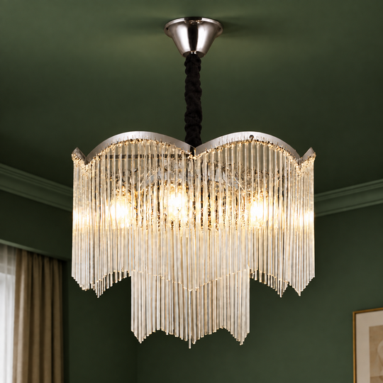 Πολυέλαιος MEKELLE Magno Crystal, 10x E14, Διάμετρος 60cm, Μέταλλο και Κρύσταλλο, Γυαλιστερό χρώμιο, Ρυθμιζόμενο ύψος