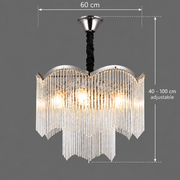 Πολυέλαιος MEKELLE Magno Crystal, 10x E14, Διάμετρος 60cm, Μέταλλο και Κρύσταλλο, Γυαλιστερό χρώμιο, Ρυθμιζόμενο ύψος