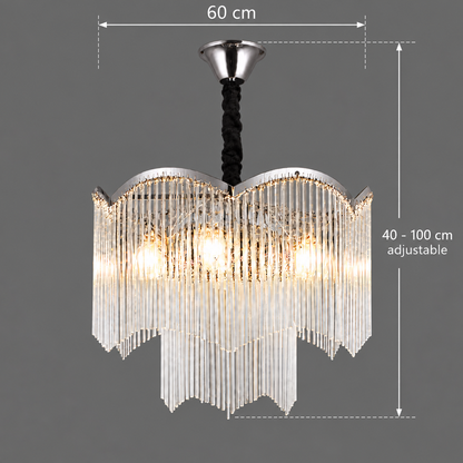 Πολυέλαιος MEKELLE Magno Crystal, 10x E14, Διάμετρος 60cm, Μέταλλο και Κρύσταλλο, Γυαλιστερό χρώμιο, Ρυθμιζόμενο ύψος