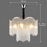 Πολυέλαιος MEKELLE Nobile Crystal, 6x E14, Διάμετρος 40cm, Μέταλλο και Κρύσταλλο, Γυαλιστερό χρώμιο, Ρυθμιζόμενο ύψος