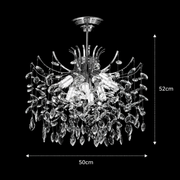 Crystal Chandelier PROWES Elegance, 8xE14, D50 cm, γυαλιστερό χρώμιο, ρυθμιζόμενο ύψος, μέταλλο και κρύσταλλο