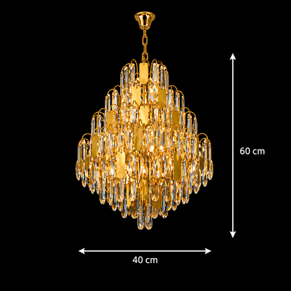 Crystal Chandelier TIER Nobile 8xE14, D40 cm, Χρυσό, Ρυθμιζόμενο Ύψος, Metal and Crystal Crystal Chandeliers Προεπιλεγμένος τίτλος Alessandro Design