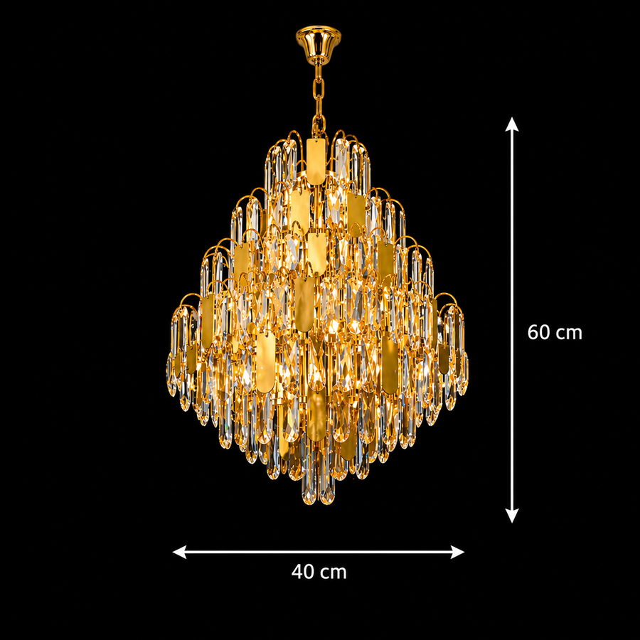 Crystal Chandelier TIER Nobile 8xE14, D40 cm, Χρυσό, Ρυθμιζόμενο Ύψος, Metal and Crystal Crystal Chandeliers Προεπιλεγμένος τίτλος Alessandro Design