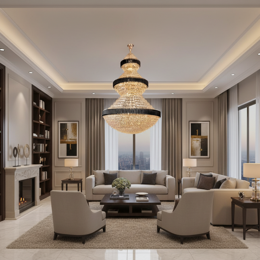 Cristal Chandelier TOUR Regalis 34xE14, D80 cm, Gold and Black, Metal and Crystal Crystal Chandeliers Προεπιλεγμένος τίτλος Alessandro Design