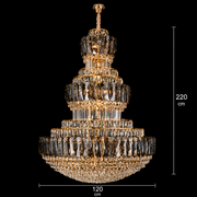 VELIOR Grande Crystal Chandelier 49xE14, D120 cm, Χρυσό, Ρυθμιζόμενο Ύψος, Μέταλλο και Κρύσταλλο