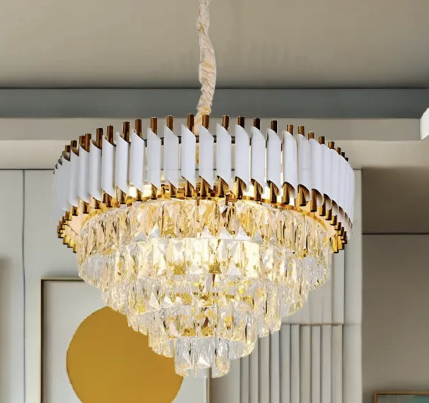 Crystal Chandelier VERSAILLES Magno 8x E14, Διάμετρος 60cm, Γυαλιστερό Χρυσό και Λευκό, Ρυθμιζόμενο Ύψος Crystal Chandelier Προεπιλεγμένος τίτλος Alessandro Design
