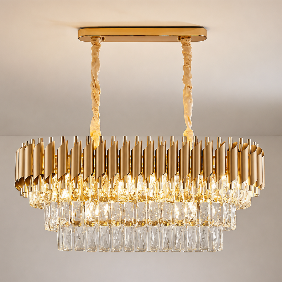 Κρυστάλλινος πολυέλαιος VERSAILLES Regalis 10xE14, Μήκος 78 cm, Χρυσός, Ρυθμιζόμενο Ύψος