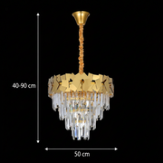 YAKUTSK Crystal Chandelier Eleganza 10xE14, Διάμετρος 50cm, Χρυσός, Ρυθμιζόμενο Ύψος