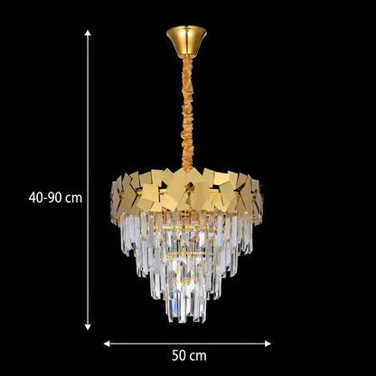 YAKUTSK Crystal Chandelier Eleganza 10xE14, Διάμετρος 50cm, Χρυσός, Ρυθμιζόμενο Ύψος