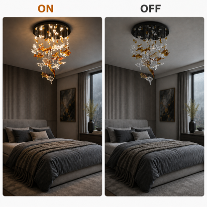Πολυέλαιος LED ESIK Magno Cristal, 63W, Κρύο/Ζεστό/Ουδέτερο φως, μέταλλο και γυαλί, χρυσός
