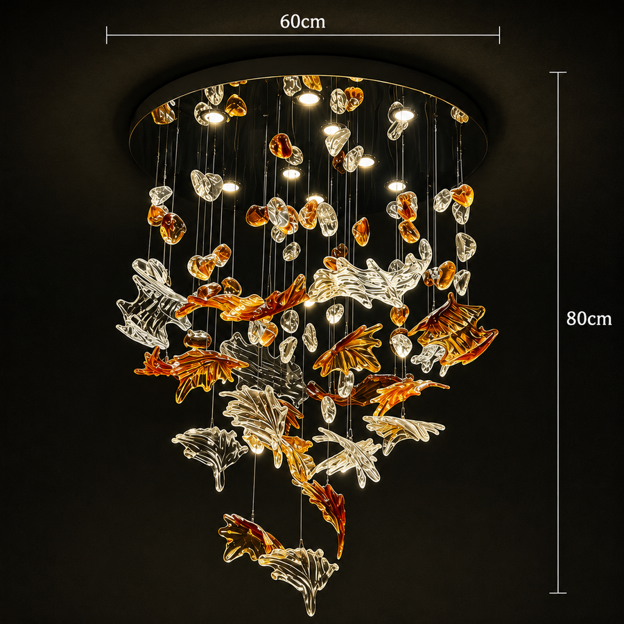 Πολυέλαιος LED ESIK Magno Cristal, 63W, Κρύο/Ζεστό/Ουδέτερο φως, μέταλλο και γυαλί, χρυσός