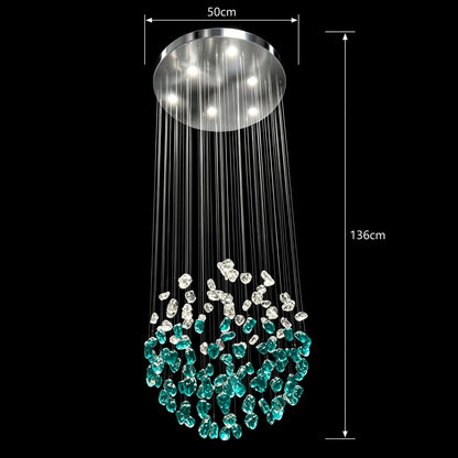 Πολυέλαιος Crystal LED OSKEMEN Eleganza, 42W, Κρύο/Ζεστό/Ουδέτερο φως, Μέταλλο και Γυαλί, Πράσινο