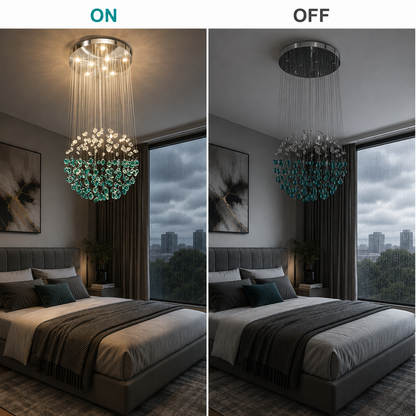 OSKEMEN Magno Crystal LED Πολυέλαιος, 56W, Κρύο/Ζεστό/Ουδέτερο φως, Μέταλλο και Γυαλί, Πράσινο