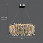 Κρυστάλλινος πολυέλαιος LED TURKMENABAT Elegance, Ø48cm, 27W, Κρύο/Ζεστό/Ουδέτερο φως, μέταλλο και κρύσταλλο, γυαλιστερό χρώμιο, ρυθμιζόμενο ύψος