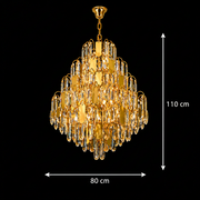 Crystal Chandelier TIER Regalis 21xE14, D80 cm, Χρυσό, Ρυθμιζόμενο Ύψος, Metal and Crystal Crystal Chandeliers Προεπιλεγμένος τίτλος Alessandro Design