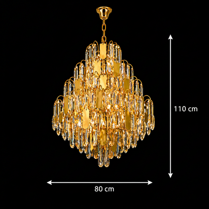 Crystal Chandelier TIER Regalis 21xE14, D80 cm, Χρυσό, Ρυθμιζόμενο Ύψος, Metal and Crystal Crystal Chandeliers Προεπιλεγμένος τίτλος Alessandro Design