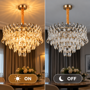 Crystal Chandelier MONARCH Elegance 3xE14, Διάμετρος 50cm, Ύψος 35cm, Γυαλιστερό Χρυσό, Ρυθμιζόμενο Ύψος, Κομψή σχεδίαση
