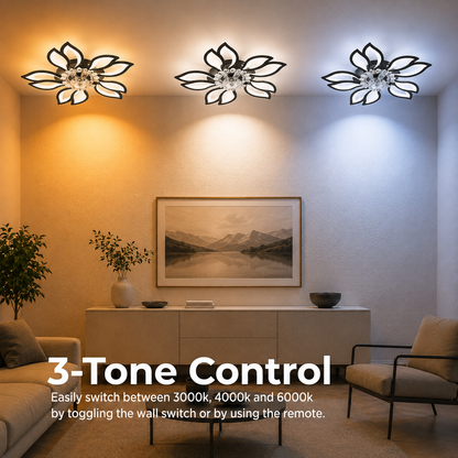 Πολυέλαιος ANEMO Fan LED με Τηλεχειριστήριο, 30W, D61cm, Κρύο/Ουδέτερο/Ζεστό φως, Μαύρο