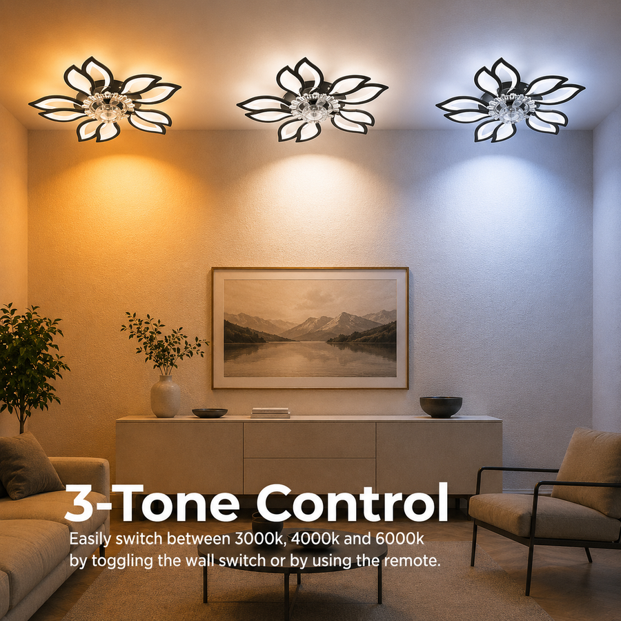 Πολυέλαιος ANEMO Fan LED με Τηλεχειριστήριο, 30W, D61cm, Κρύο/Ουδέτερο/Ζεστό φως, Μαύρο