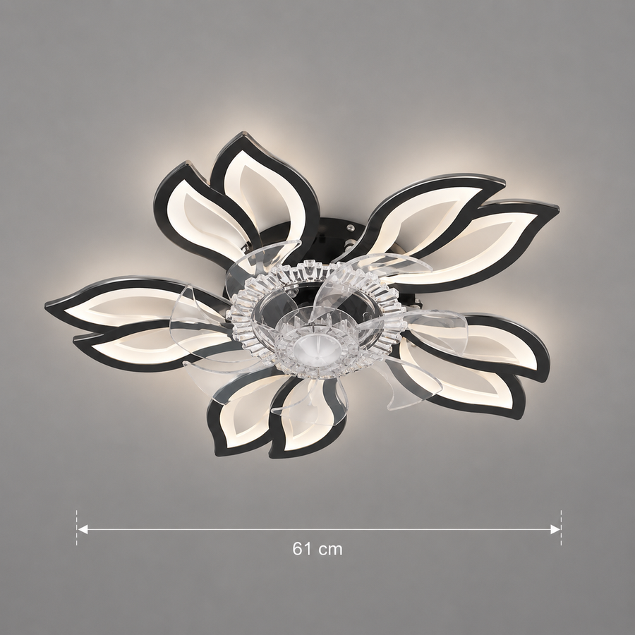 Πολυέλαιος ANEMO Fan LED με Τηλεχειριστήριο, 30W, D61cm, Κρύο/Ουδέτερο/Ζεστό φως, Μαύρο