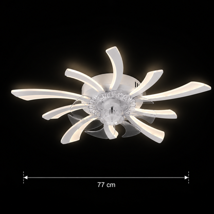 Πολυέλαιος VIRTULA Fan LED με Τηλεχειριστήριο, 29W, D77cm, Κρύο/Ουδέτερο/Ζεστό φως, Λευκό