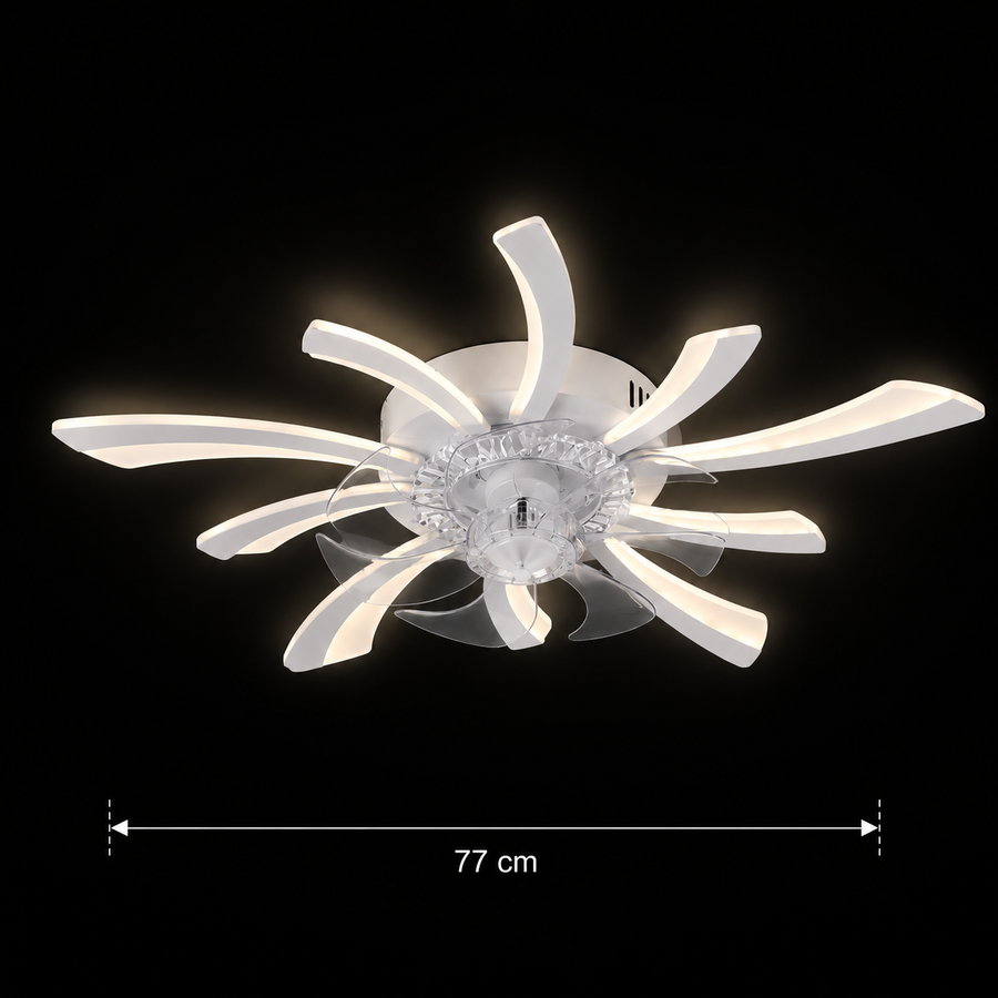 Πολυέλαιος VIRTULA Fan LED με Τηλεχειριστήριο, 29W, D77cm, Κρύο/Ουδέτερο/Ζεστό φως, Λευκό