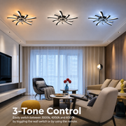 Πολυέλαιος VIRTULA Fan LED με Τηλεχειριστήριο, 29W, D77cm, Κρύο/Ουδέτερο/Ζεστό φως, Μαύρο