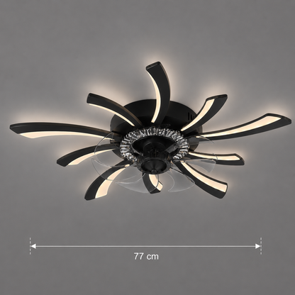 Πολυέλαιος VIRTULA Fan LED με Τηλεχειριστήριο, 29W, D77cm, Κρύο/Ουδέτερο/Ζεστό φως, Μαύρο
