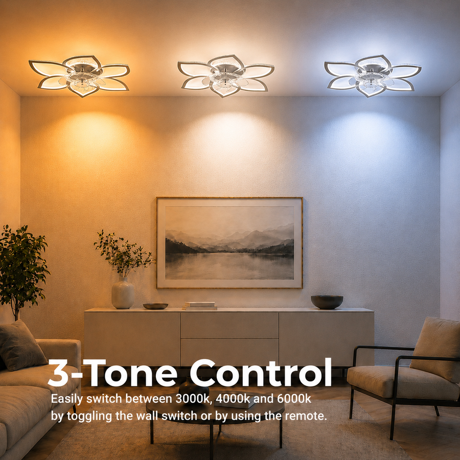 Πολυέλαιος DAFIA Fan LED με Τηλεχειριστήριο, 49W, D85cm, Κρύο/Ουδέτερο/Ζεστό φως, Λευκό