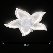 Πολυέλαιος DAFIA Fan LED με Τηλεχειριστήριο, 49W, D85cm, Κρύο/Ουδέτερο/Ζεστό φως, Λευκό