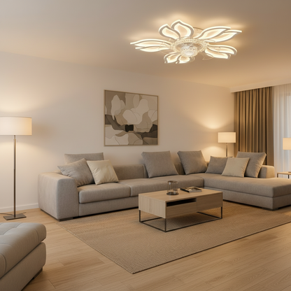 Πολυέλαιος ANEMO Fan LED με Τηλεχειριστήριο, 30W, D61cm, Κρύο/Ουδέτερο/Ζεστό φως, Λευκό