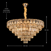 Κρυστάλλινος πολυέλαιος VALMONT Regalis 15xE14, D80 cm, Χρυσός, Ρυθμιζόμενο Ύψος, Μέταλλο και Κρύσταλλο