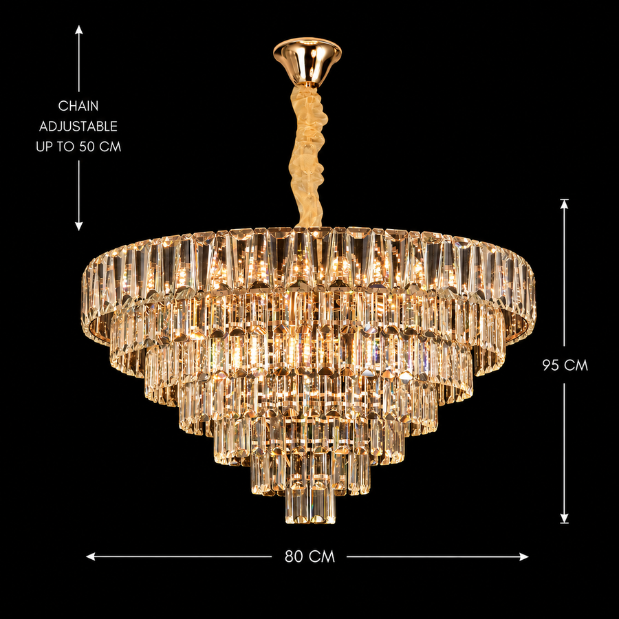 Κρυστάλλινος πολυέλαιος VALMONT Regalis 15xE14, D80 cm, Χρυσός, Ρυθμιζόμενο Ύψος, Μέταλλο και Κρύσταλλο