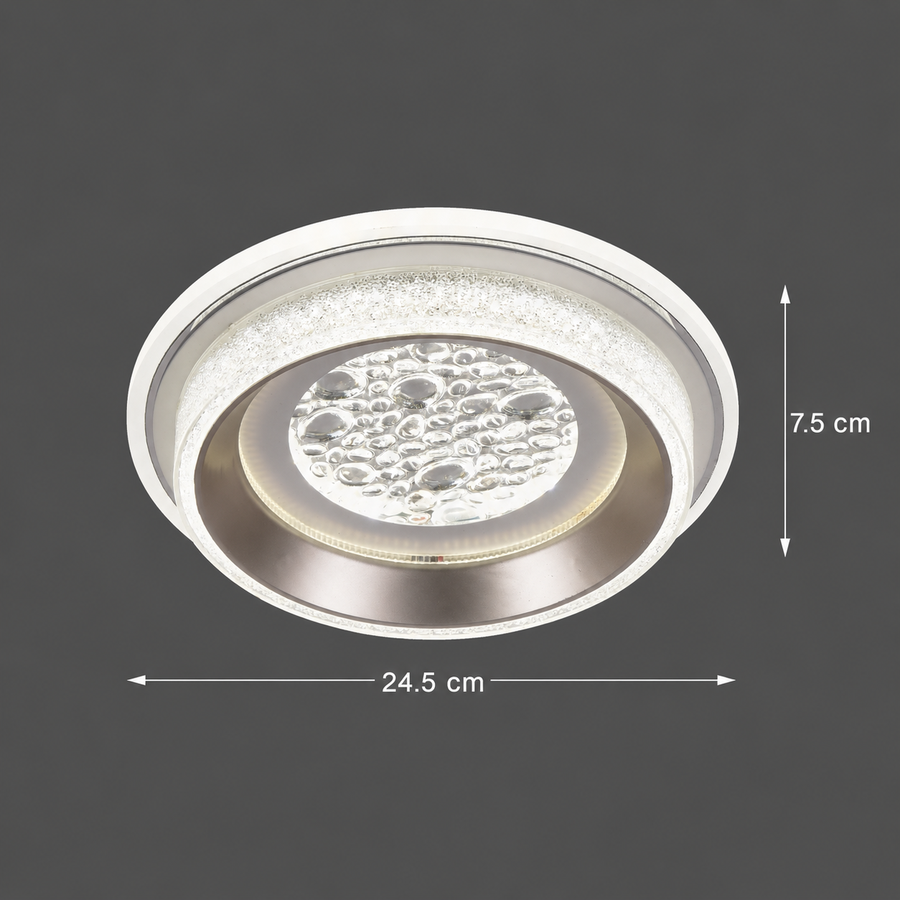 Πολυέλαιος KALESO Petito LED, 37W, Διάμετρος 24,5cm, Ζεστό/Ουδέτερο/Ψυχρό φως, Λευκό, Μεταλλικό και Κρύσταλλο